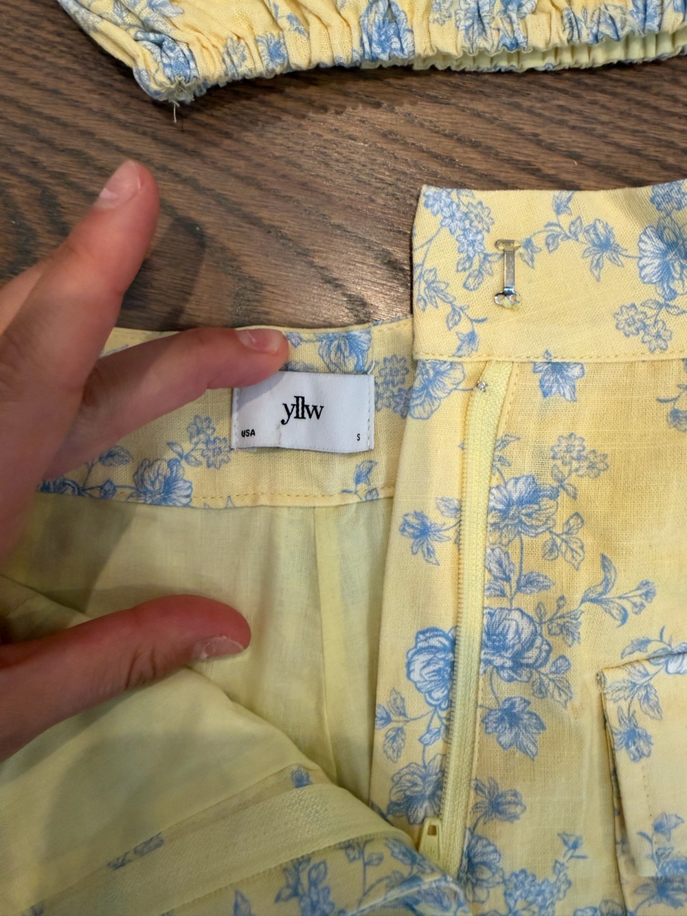 High Waist Floral Print Shorts - Yellow - Picture 3 of 3